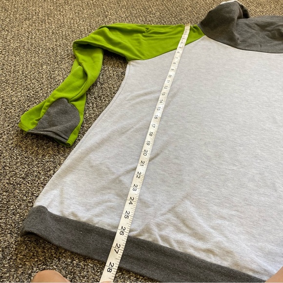 Colorblock Henley Oversize Sweatshirt Turtleneck green and Heather gray M-XL - Picture 8 of 8